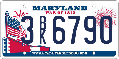MD license plate 3BK6790