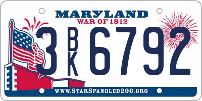 MD license plate 3BK6792