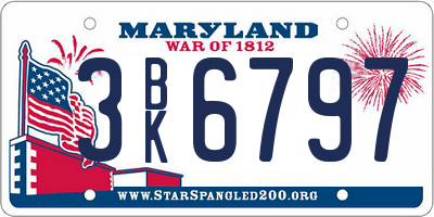 MD license plate 3BK6797