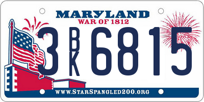 MD license plate 3BK6815