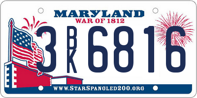 MD license plate 3BK6816