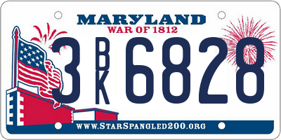 MD license plate 3BK6828