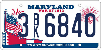 MD license plate 3BK6840