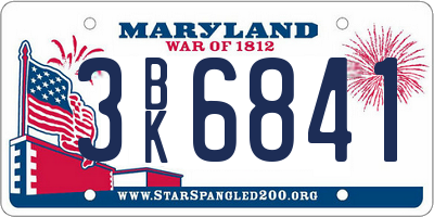 MD license plate 3BK6841