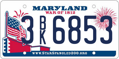 MD license plate 3BK6853