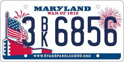 MD license plate 3BK6856
