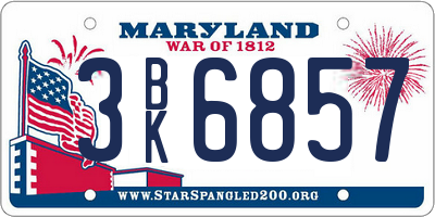 MD license plate 3BK6857