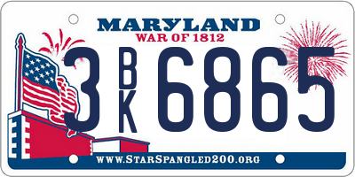 MD license plate 3BK6865