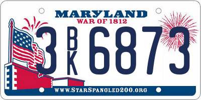 MD license plate 3BK6873