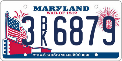 MD license plate 3BK6879