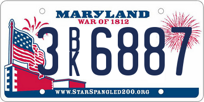 MD license plate 3BK6887