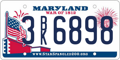 MD license plate 3BK6898