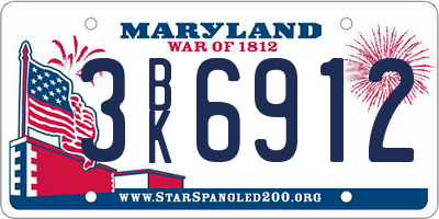 MD license plate 3BK6912