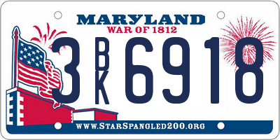 MD license plate 3BK6918