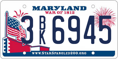 MD license plate 3BK6945