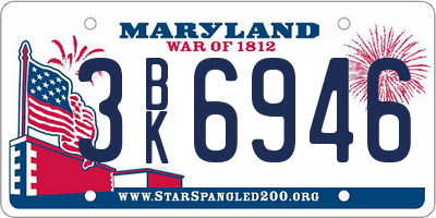 MD license plate 3BK6946