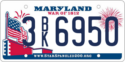 MD license plate 3BK6950