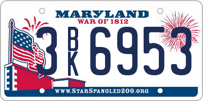 MD license plate 3BK6953