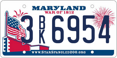 MD license plate 3BK6954