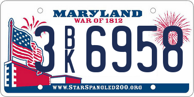 MD license plate 3BK6958