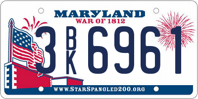 MD license plate 3BK6961