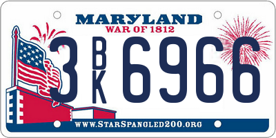 MD license plate 3BK6966