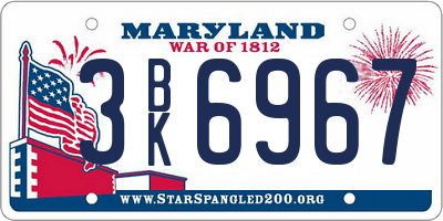 MD license plate 3BK6967