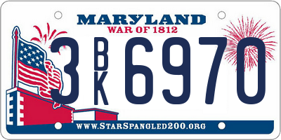 MD license plate 3BK6970