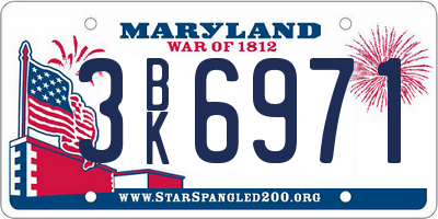 MD license plate 3BK6971