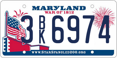 MD license plate 3BK6974