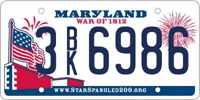MD license plate 3BK6986