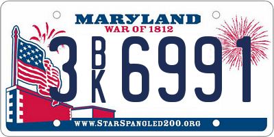 MD license plate 3BK6991