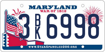 MD license plate 3BK6998