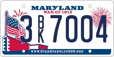 MD license plate 3BK7004