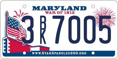 MD license plate 3BK7005