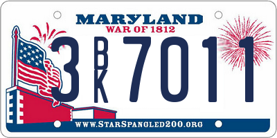 MD license plate 3BK7011