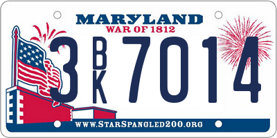 MD license plate 3BK7014