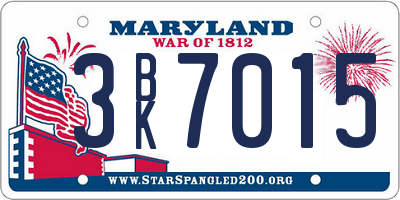 MD license plate 3BK7015
