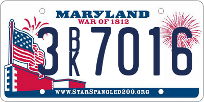 MD license plate 3BK7016