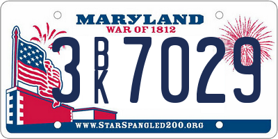 MD license plate 3BK7029