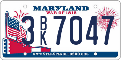MD license plate 3BK7047