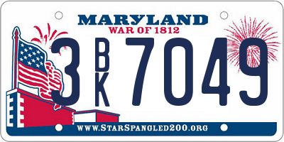 MD license plate 3BK7049