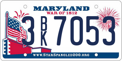 MD license plate 3BK7053
