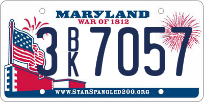 MD license plate 3BK7057