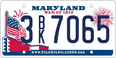 MD license plate 3BK7065