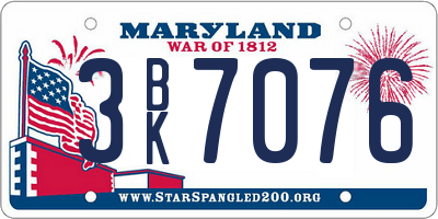 MD license plate 3BK7076