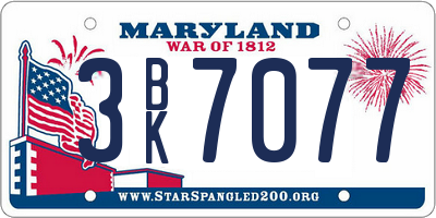 MD license plate 3BK7077