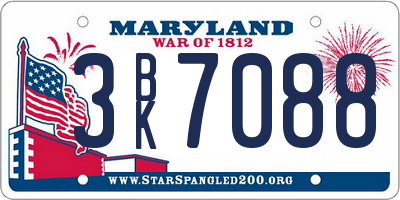MD license plate 3BK7088