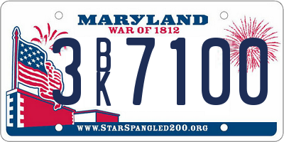 MD license plate 3BK7100