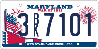 MD license plate 3BK7101